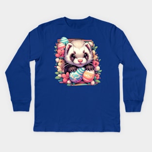 Ferociously Cute Easter Ferret Kids Long Sleeve T-Shirt